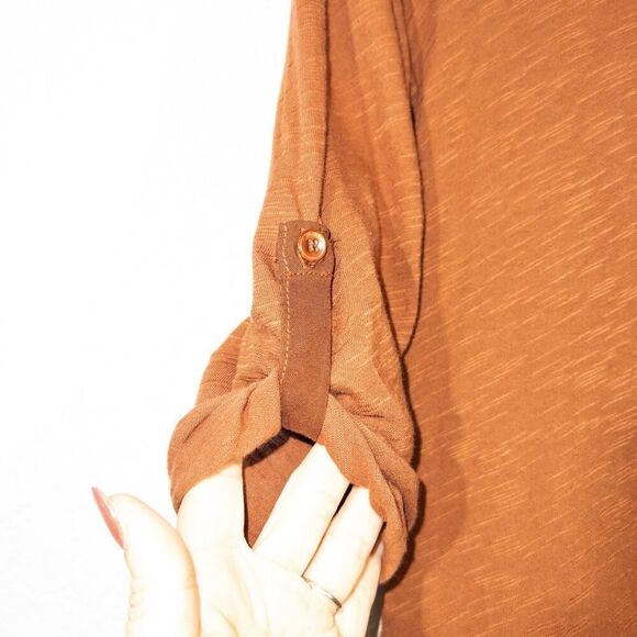 NWT Left of Center x Anthropologie Brown Button Back Tunic Top Size XS - Picture 3 of 10